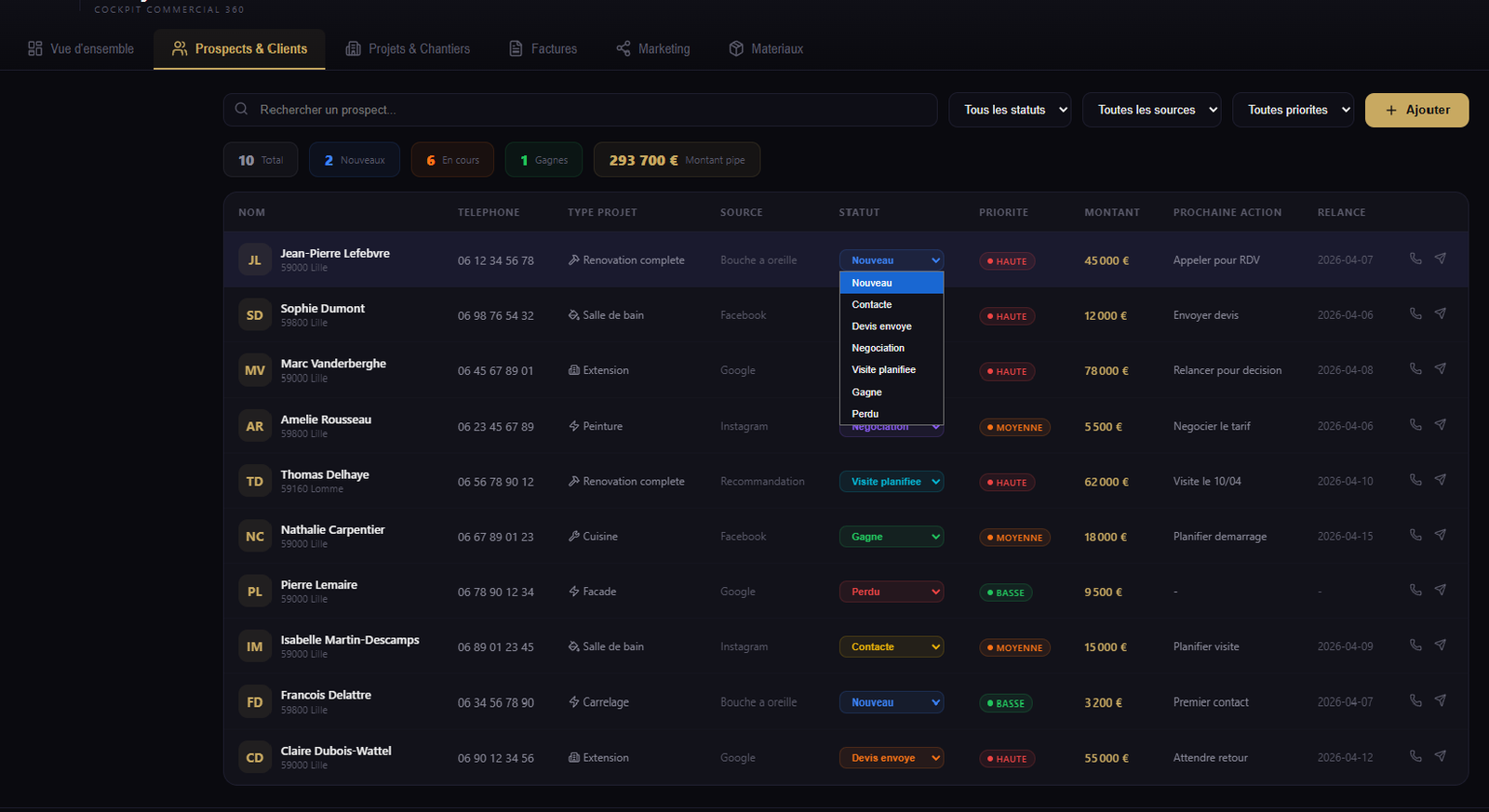 Prospects & Clients — BTP France